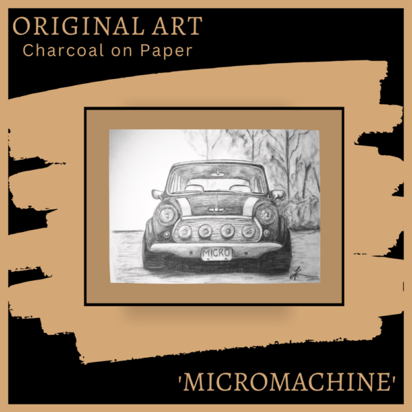 Micromachine - Original Charcoal Art by Laurence Fleming of Fleming Art Studio